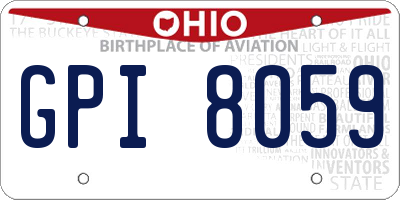 OH license plate GPI8059