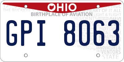 OH license plate GPI8063