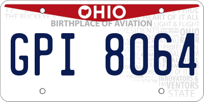 OH license plate GPI8064