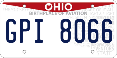 OH license plate GPI8066