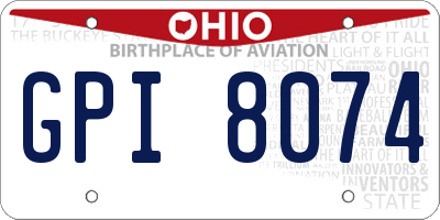 OH license plate GPI8074