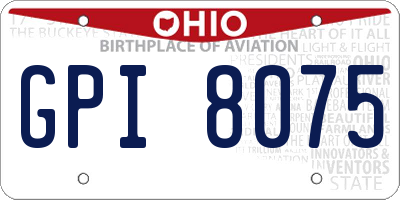 OH license plate GPI8075