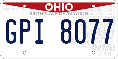 OH license plate GPI8077