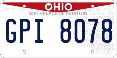 OH license plate GPI8078