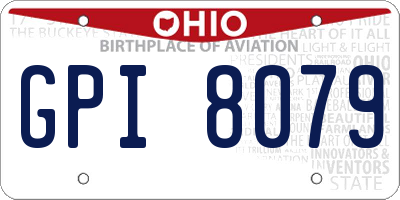 OH license plate GPI8079