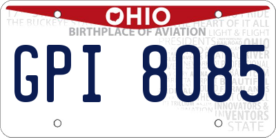 OH license plate GPI8085