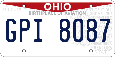 OH license plate GPI8087