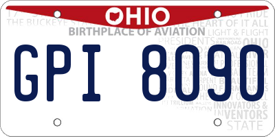 OH license plate GPI8090