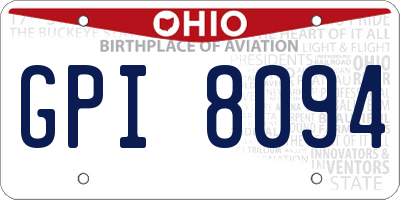 OH license plate GPI8094