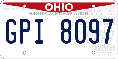 OH license plate GPI8097