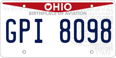 OH license plate GPI8098