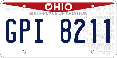 OH license plate GPI8211