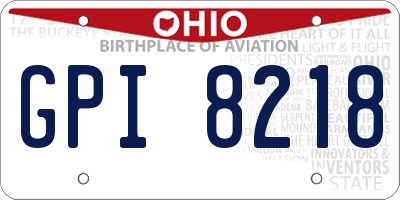 OH license plate GPI8218