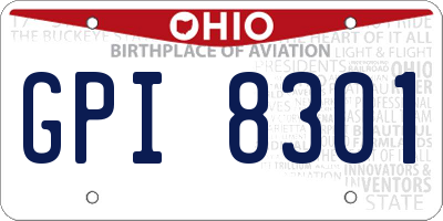 OH license plate GPI8301