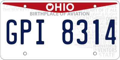 OH license plate GPI8314