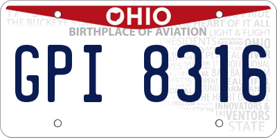 OH license plate GPI8316