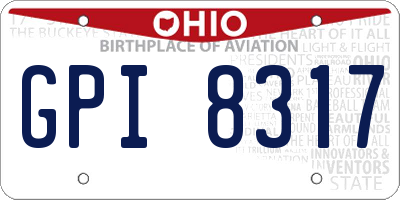 OH license plate GPI8317