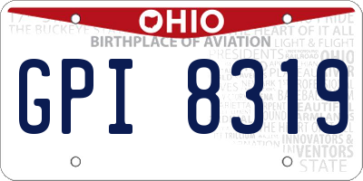 OH license plate GPI8319