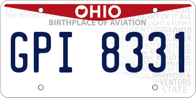 OH license plate GPI8331