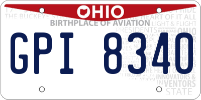 OH license plate GPI8340