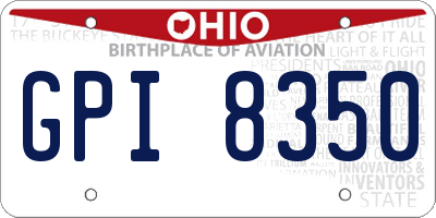 OH license plate GPI8350