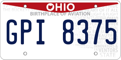 OH license plate GPI8375