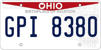 OH license plate GPI8380