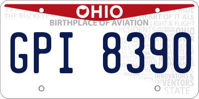 OH license plate GPI8390