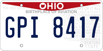 OH license plate GPI8417