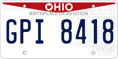 OH license plate GPI8418