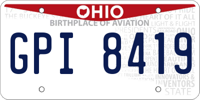 OH license plate GPI8419