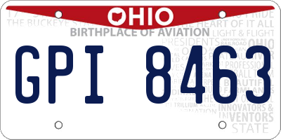 OH license plate GPI8463