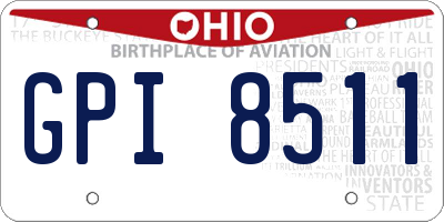 OH license plate GPI8511