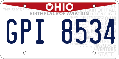 OH license plate GPI8534
