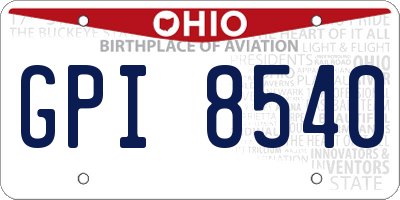 OH license plate GPI8540