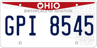 OH license plate GPI8545