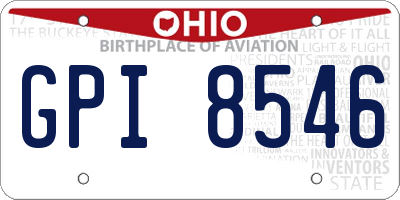 OH license plate GPI8546