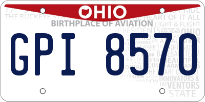 OH license plate GPI8570