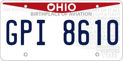 OH license plate GPI8610