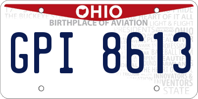 OH license plate GPI8613