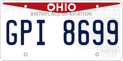 OH license plate GPI8699
