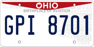 OH license plate GPI8701