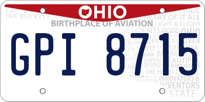 OH license plate GPI8715