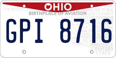OH license plate GPI8716