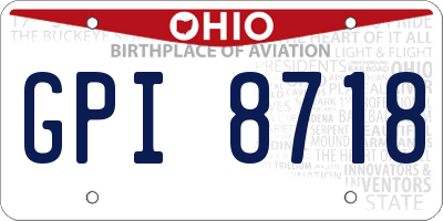 OH license plate GPI8718