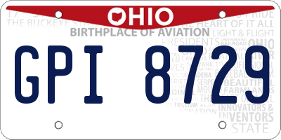 OH license plate GPI8729