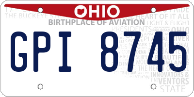 OH license plate GPI8745
