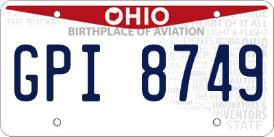 OH license plate GPI8749