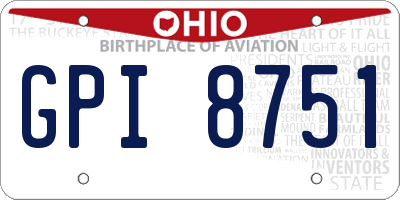 OH license plate GPI8751