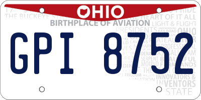 OH license plate GPI8752